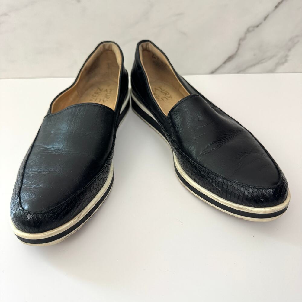 Naturalizer Black Loafers with Cream Trim